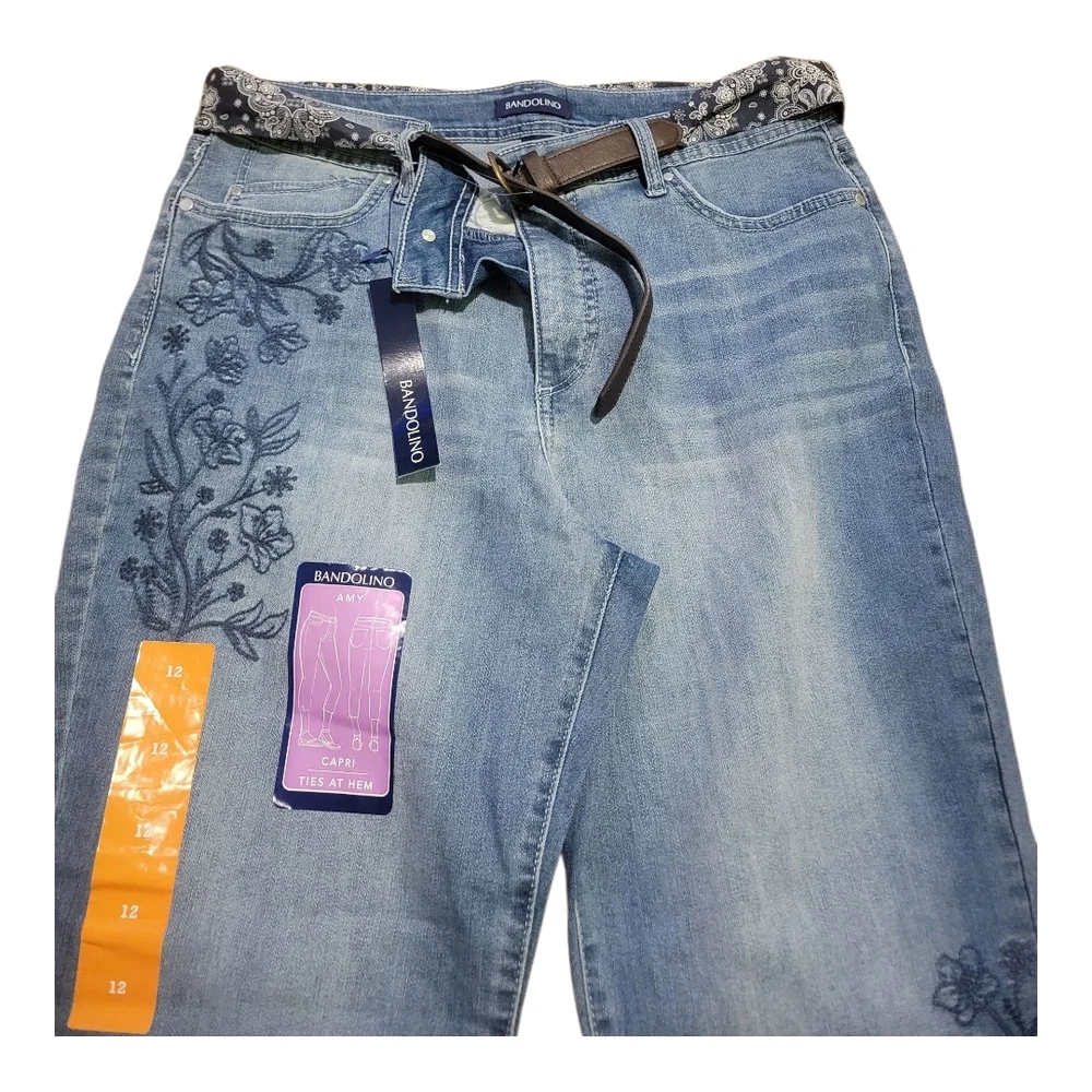 Bandolino Denim Ankle Jeans with Floral Design - Picture 6 of 6